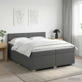 vidaXL Κρεβάτι box spring με στρώμα Σκούρο Γκρι 200 x 200 cm Ύφασμα