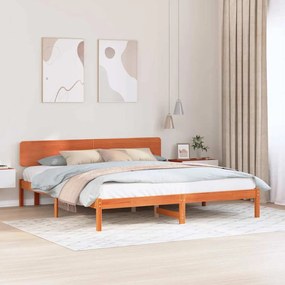 vidaXL Κρεβάτι με Κεφαλάρι Καφέ Κερί 180x200 cm από μασίφ πεύκο