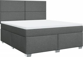 vidaXL Κρεβάτι Boxspring με Στρώμα Σκούρο Γκρι 180x200 εκ Υφασμάτιν