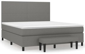 Κρεβάτι Boxspring με Στρώμα Σκούρο Γκρι 160x200 εκ Υφασμάτινο - Γκρι