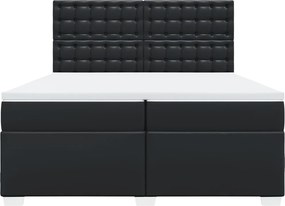 vidaXL Κρεβάτι Boxspring με Στρώμα Μαύρο 200x200 εκ. Συνθετικό Δέρμα