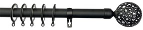 Κουρτινόξυλο Φ19mm Μονό Επεκτεινόμενο 140-240cm Με Άκρα Grace Lilie Black Mat 599177