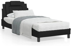 Πλαίσιο Κρεβατιού με LED Μαύρο 90x190 εκ. Συνθετικό Δέρμα