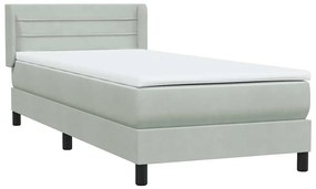 vidaXL Box Spring κρεβάτι με στρώμα ανοιχτό γκρι 90x220 εκ. Βελούδινο