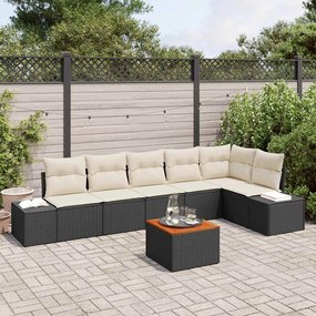 vidaXL Σετ Καναπέ Κήπου με μαξιλάρι 7 pcs Μαύρο Πολυ ράταν