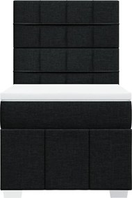 vidaXL Κρεβάτι Boxspring με Στρώμα Μαύρο 100 x 200 εκ. Υφασμάτινο