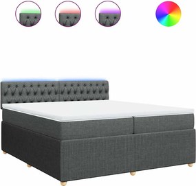 vidaXL Κρεβάτι Boxspring με Στρώμα Σκούρο Γκρι 200x200 εκ. Υφασμάτινο