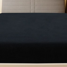 vidaXL Σεντόνι με Λάστιχο Μαύρο 160x200 εκ. Βαμβακερό Ζέρσεϊ