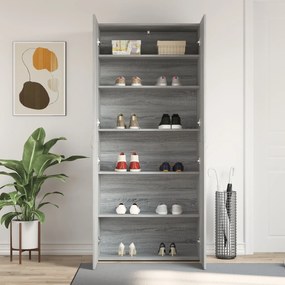 vidaXL Ντουλάπα Παπουτσιών Γκρι Σονόμα 80x35,5x180 εκ Επεξεργασμένο Ξύλο