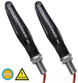 GloboStar® 81753 ΣΕΤ 2 x Φλάς Μοτοσυκλέτας Universal Line LED SMD 5050 5W DC 12V Πορτοκαλί Αδιάβροχα IP65