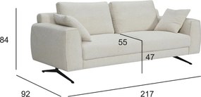 Detroit 3-Seater Sofa Beige