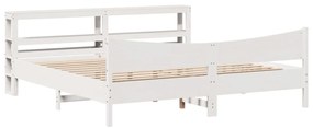 vidaXL Πλαίσιο Κρεβατιού με Κεφαλάρι Λευκό 200x200 εκ. από Μασίφ Πεύκο