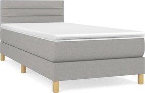 vidaXL Κρεβάτι Boxspring με Στρώμα Ανοιχτό Γκρι 80x200 εκ. Υφασμάτινο