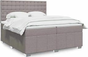 vidaXL Κρεβάτι Boxspring με Στρώμα Taupe 200x200 εκ. Υφασμάτινο