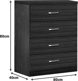 Συρταριέρα Killian pakoworld με 4 συρτάρια wenge 80x40x80εκ