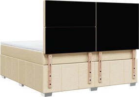 vidaXL Κρεβάτι Boxspring με Στρώμα Κρεμ 180x200 εκ. Υφασμάτινο