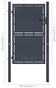 vidaXL Πόρτα Κήπου Ανθρακί 100x200 εκ. από Ατσάλι