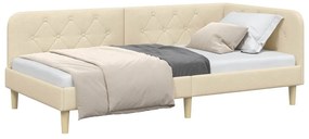 vidaXL Κρεβάτι Γωνίας Κρεμ 90 x 200 cm ύφασμα