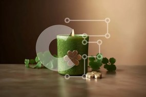 Intra Συλλεκτικό Ξύλινο Παζλ Plywood  4mm - Αναμμένο κερί τριφύλλι για την ημέρα του Αγίου Πατρικίου Σε Ξύλινο Κουτί - Διαστάσεις: 10x10 cm – 25 κομμάτια