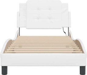 vidaXL Πλαίσιο Κρεβατιού με LED Χωρίς Στρώμα Zadar Λευκό 100x200 εκ.