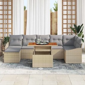 vidaXL Σέτ φαγητού για κήπο με μαξιλάρι 8 pcs Μπεζ, Γκρι