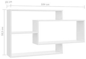 Ραφιέρα Τοίχου Γυαλιστερό Λευκό 104 x 20 x 58,5 εκ. Μοριοσανίδα - Λευκό