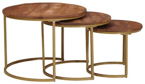 vidaXL Τραπεζάκια Καφέ Στερεών 3 pcs Μασίφ ξύλο μάνγκο και χάλυβας