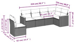 vidaXL Σαλόνι Κήπου 6 Τεμαχίων από Γκρι Συνθετικό Ρατάν με Μαξιλάρια