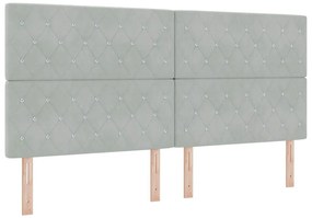 vidaXL Βελούδινο Κεφαλάρι Argyle Ανοιχτό γκρι 200 cm Βελούδο