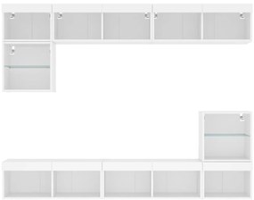 vidaXL Έπιπλα Τοίχου Τηλεόρασης 8 τεμ LED Λευκά από Επεξεργασμένο Ξύλο