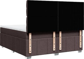 vidaXL Κρεβάτι Boxspring με Στρώμα Σκούρο Καφέ 200x200 εκ. Υφασμάτινο