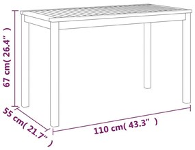 Τραπέζι Κήπου 110 x 55 x 67 εκ. από Μασίφ Ξύλο Ακακίας - Καφέ