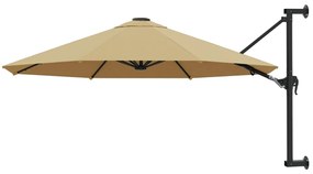 Ομπρέλα Τοίχου Χρώμα Taupe 300 εκ. με Μεταλλικό Ιστό