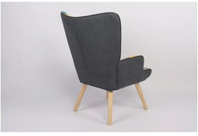 Πολυθρόνα ArteLibre BRIAR Κίτρινο/Μπλε Patchwork Ύφασμα/Ξύλο 73x69x96cm