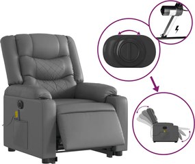 vidaXL Πολυθρόνα Μασάζ Ηλεκ Ανακλινόμενη με Ανύψωση Συνθετικό Δέρμα