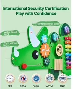 VEVOR Dinosaur Activity Wall Busy Board Panels 11 Activities Sensory Wall Panel