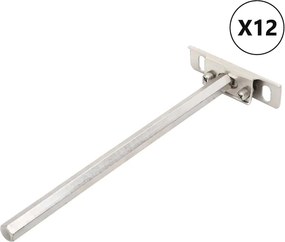 vidaXL Πλωτά στηρίγματα ραφιών 12 τεμ. Ø12x200 χιλ. Ανθρακοχάλυβας