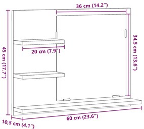 Καθρέφτης Μπάνιου Μαύρη Δρυς 60 x 10,5 x 45 εκ. Μοριοσανίδα - Μαύρο