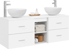 vidaXL Σετ Ντουλαπιών Μπάνιου 3 τμχ. Λευκό 129 x 35 x 80 cm