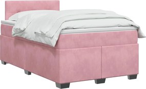 vidaXL Κρεβάτι box spring με στρώμα Ροζ 120 x 200 cm Βελούδο