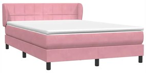 vidaXL Κρεβάτι Boxspring με Στρώμα Ροζ 160x210 εκ. Βελούδινο