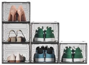 VEVOR Shoe Storage Boxes 6PCS Stackable Shoe Boxes US Size 13 Transparent Black