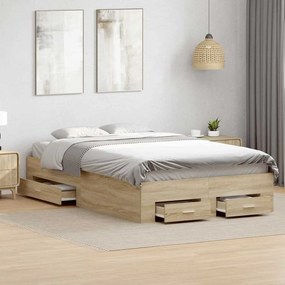 vidaXL Σκελετός Κρεβατιού Καφέ 140 x 200 cm Επεξεργασμένο Ξύλο