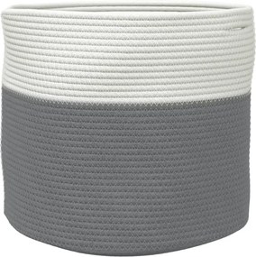 vidaXL Καλάθι Αποθήκευσης Γκρι και Λευκό Ø40 x 35 εκ. Βαμβακερό