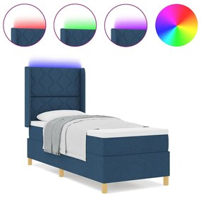 vidaXL Κρεβάτι με ελατήρια με στρώμα Μπλε 80 x 200 cm ύφασμα