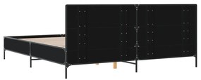 vidaXL Πλαίσιο Κρεβατιού Μαύρο 180 x 200 εκ. Επεξ. Ξύλο &amp; Μέταλλο