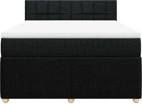 vidaXL Κρεβάτι Boxspring με Στρώμα Μαύρο 140x200 εκ. Υφασμάτινο