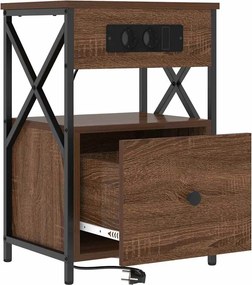vidaXL Κομοδίνο 2 pcs Καφέ δρυς 40 x 31 x 60 εκ. Επεξεργασμένο ξύλο