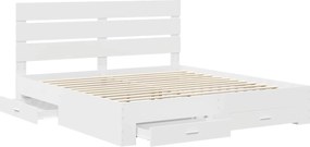 vidaXL Σκελετός Κρεβατιού Λευκό 200 x 200 cm Επεξεργασμένο ξύλο
