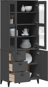 vidaXL Ντουλάπι Ψηλό VIKEN Ανθρακί Γκρι 80x40x190εκ. Μασίφ Ξύλο Πεύκου